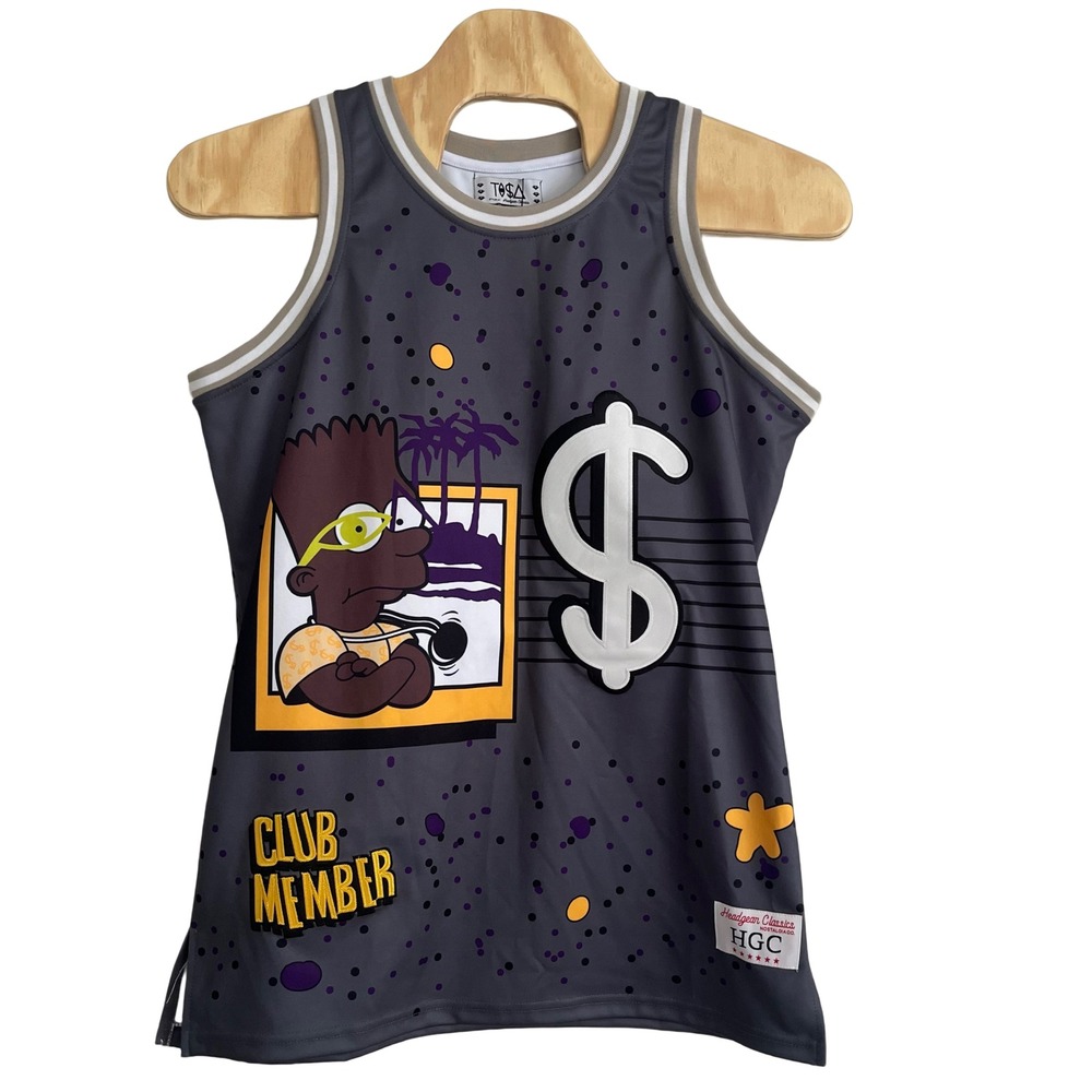 Headgear Classics TOSA Basketball Jersey Mens XL Grey New Bart Simpson Graphic